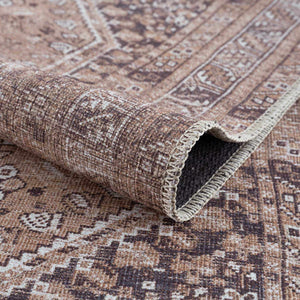 Barny Brown Flat Pile Washable Rug