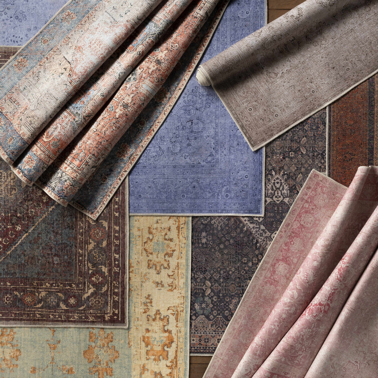 Kittrell Vintage Flat Pile Washable Rug - Clearance