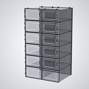 12 Pack of Plastic Stackable Shoe Boxes