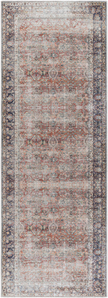 Rust Anahawan Distressed Washable Area Rug - Clearance