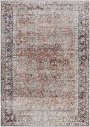 Rust Anahawan Distressed Washable Area Rug - Clearance