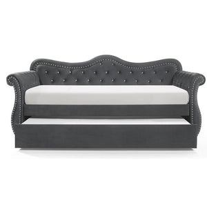 Abby Upholstered Velvet Wood Daybed with Trundle