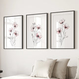 Floral Minimalist Art Posters. 3 Piece Wall Decor