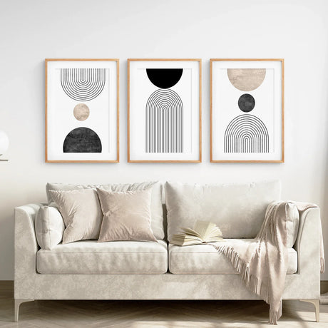 Neutral Mid-Century Modern Wall Art | Set of 3