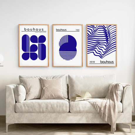 Minimalist Bauhaus Wall Art 3 Piece Print Set
