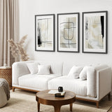 Black and Beige Minimalist Set of 3 Pieces. Nordic Abstract Style