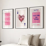 Preppy Pink Girly Poster Set of 3 Wall Art Decor