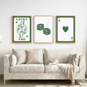 Vintage Poker Card Set of 3 Pieces Trendy Wall Art
