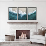 Turquoise Wave on the Sandy Beach Prints. Aerial Photography