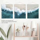 Turquoise Wave on the Sandy Beach Prints. Aerial Photography