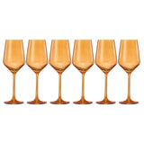 Rhea Stemmed Wine Glassware, Set of 6, Amber