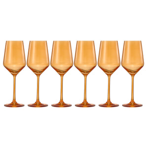 Rhea Stemmed Wine Glassware, Set of 6, Amber