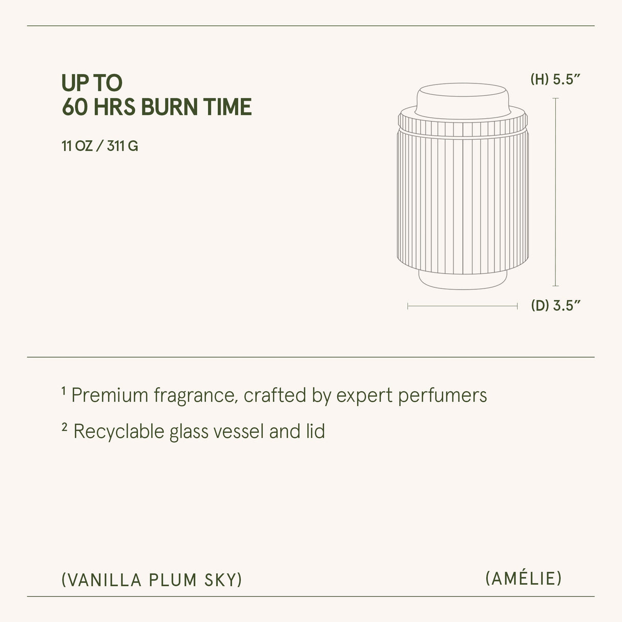 Amélie – Vanilla Plum Sky 11oz Candle