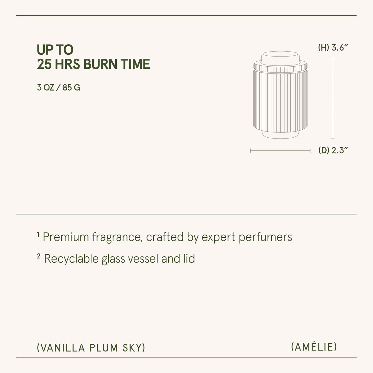 Amélie – Vanilla Plum Sky 3oz Candle