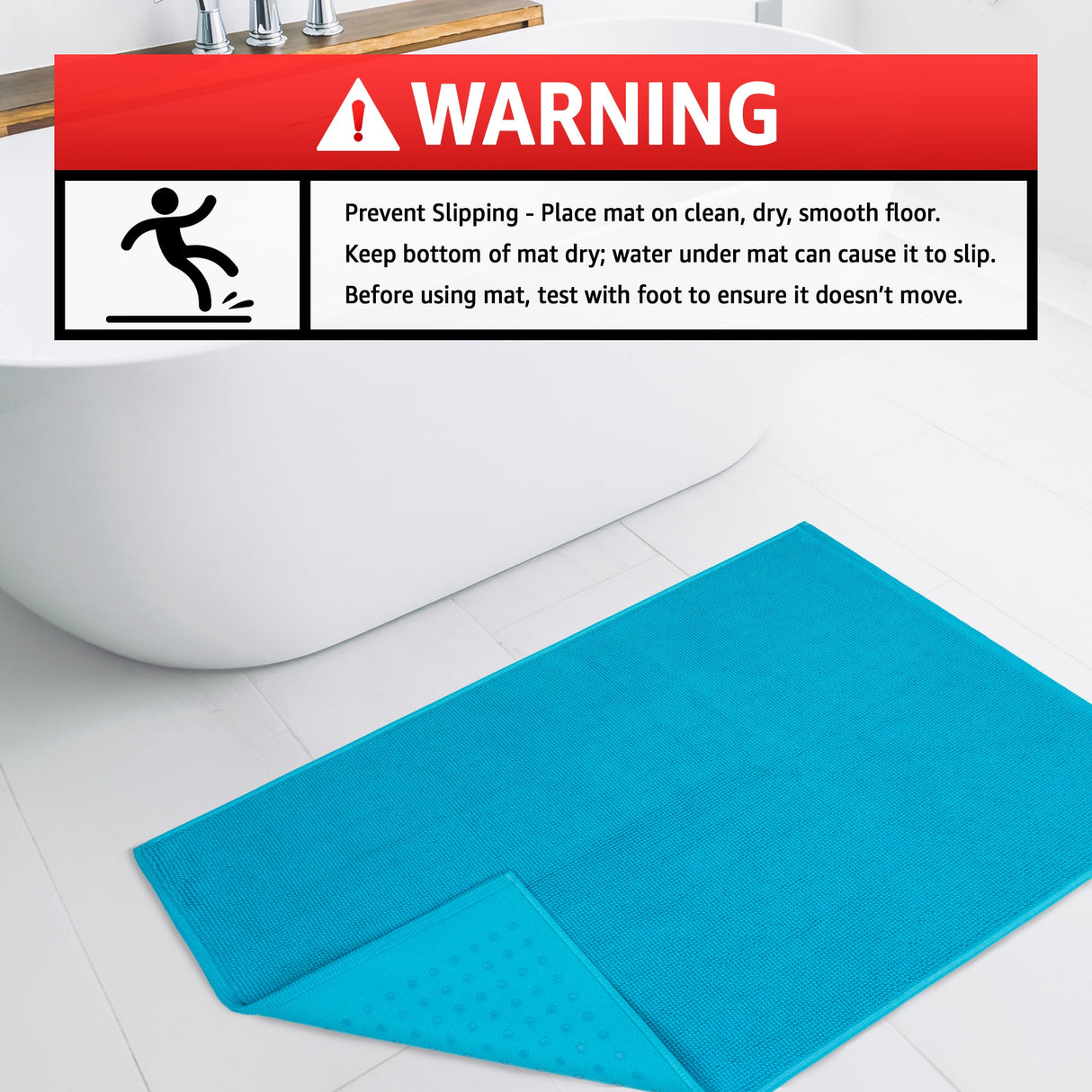American Soft Linen 100% Cotton Bath Mat Rugs, 17x24 inches with Silicone Backing, Soft Absorbent Grip-Enhanced Bath Mats for Bathroom
