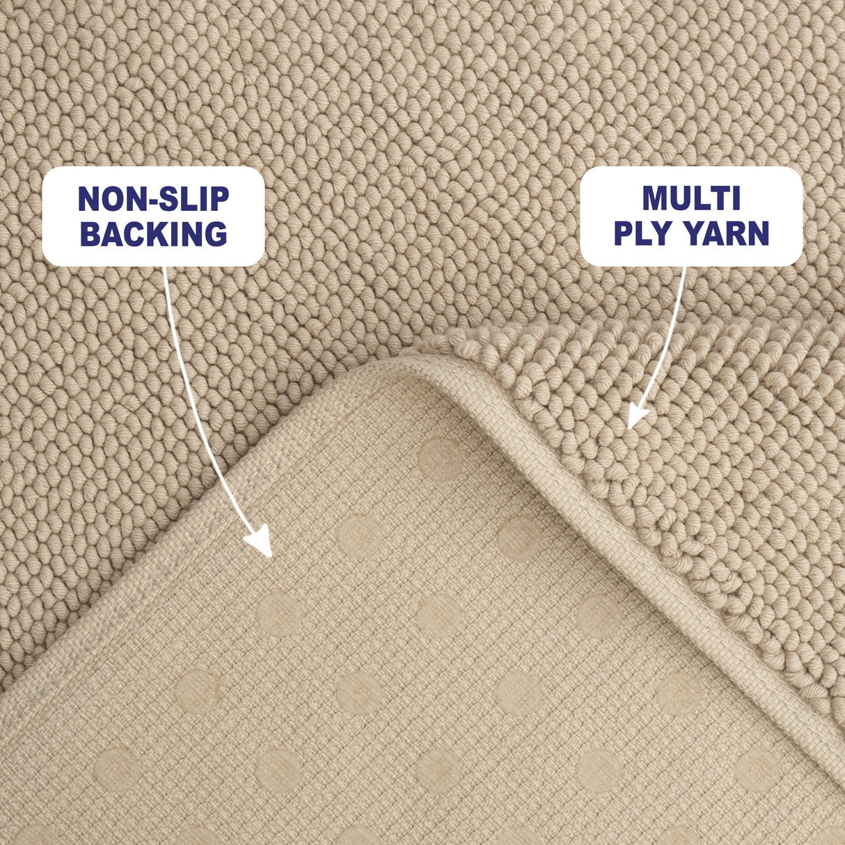American Soft Linen 100% Cotton Bath Mat Rugs, 17x24 inches with Silicone Backing, Soft Absorbent Grip-Enhanced Bath Mats for Bathroom