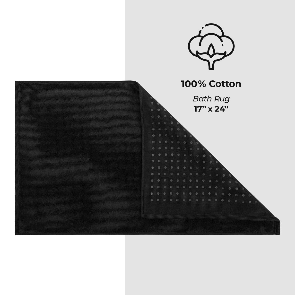 American Soft Linen 100% Cotton Bath Mat Rugs, 17x24 inches with Silicone Backing, Soft Absorbent Grip-Enhanced Bath Mats for Bathroom