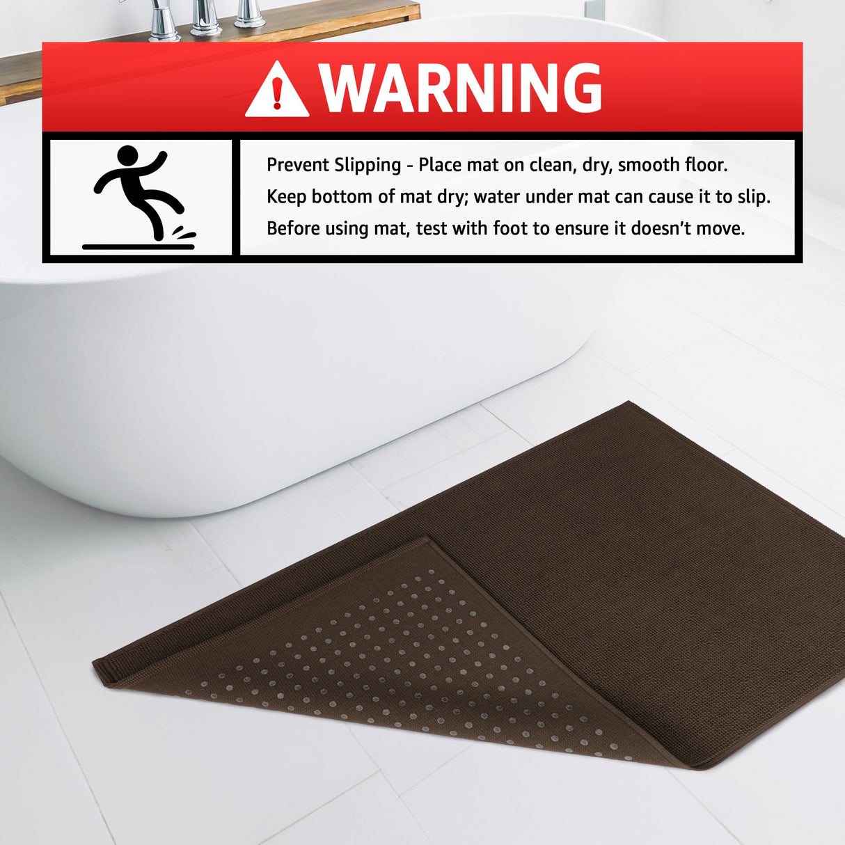 American Soft Linen 100% Cotton Bath Mat Rugs, 17x24 inches with Silicone Backing, Soft Absorbent Grip-Enhanced Bath Mats for Bathroom