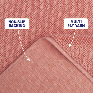 American Soft Linen 100% Cotton Bath Mat Rugs, 17x24 inches with Silicone Backing, Soft Absorbent Grip-Enhanced Bath Mats for Bathroom