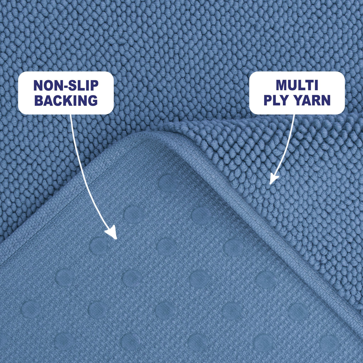 American Soft Linen 100% Cotton Bath Mat Rugs, 17x24 inches with Silicone Backing, Soft Absorbent Grip-Enhanced Bath Mats for Bathroom