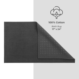 American Soft Linen 100% Cotton Bath Mat Rugs, 17x24 inches with Silicone Backing, Soft Absorbent Grip-Enhanced Bath Mats for Bathroom