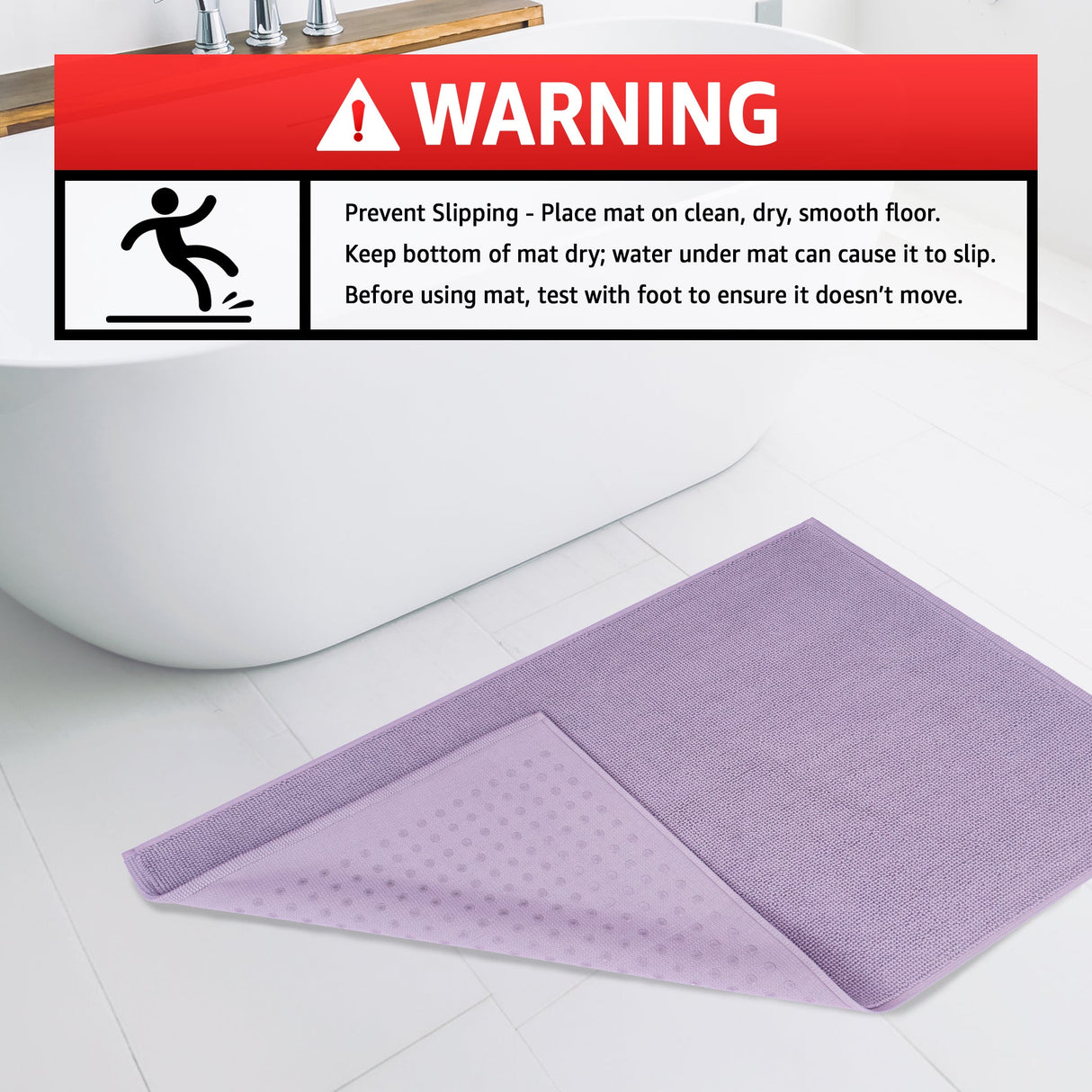 American Soft Linen 100% Cotton Bath Mat Rugs, 17x24 inches with Silicone Backing, Soft Absorbent Grip-Enhanced Bath Mats for Bathroom