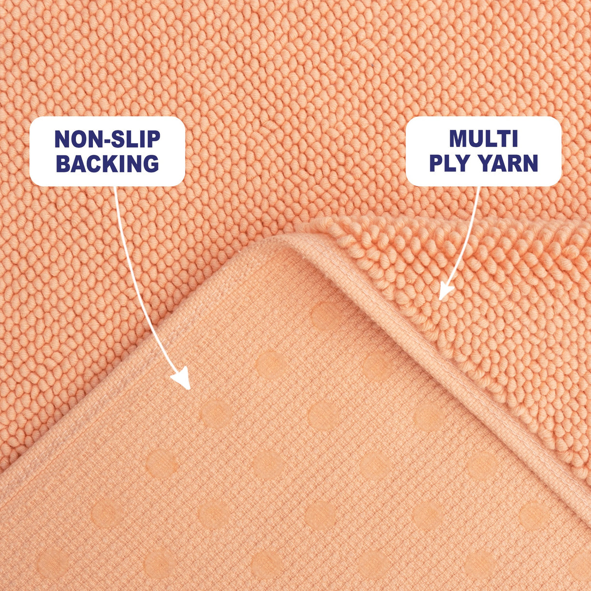American Soft Linen 100% Cotton Bath Mat Rugs, 17x24 inches with Silicone Backing, Soft Absorbent Grip-Enhanced Bath Mats for Bathroom