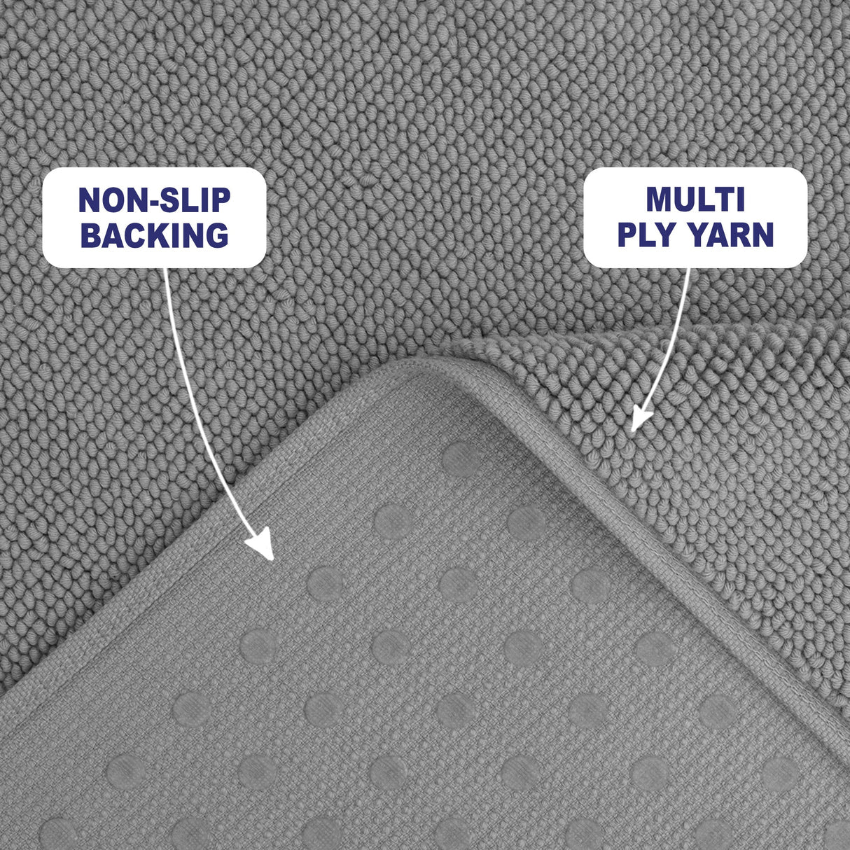 American Soft Linen 100% Cotton Bath Mat Rugs, 17x24 inches with Silicone Backing, Soft Absorbent Grip-Enhanced Bath Mats for Bathroom