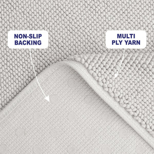 American Soft Linen 100% Cotton Bath Mat Rugs, 17x24 inches with Silicone Backing, Soft Absorbent Grip-Enhanced Bath Mats for Bathroom