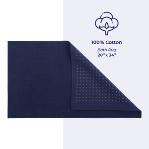 American Soft Linen 100% Cotton Bath Mat Rugs, 20x34 inches with Silicone Backing, Soft Absorbent Grip-Enhanced Bath Mats for Bathroom