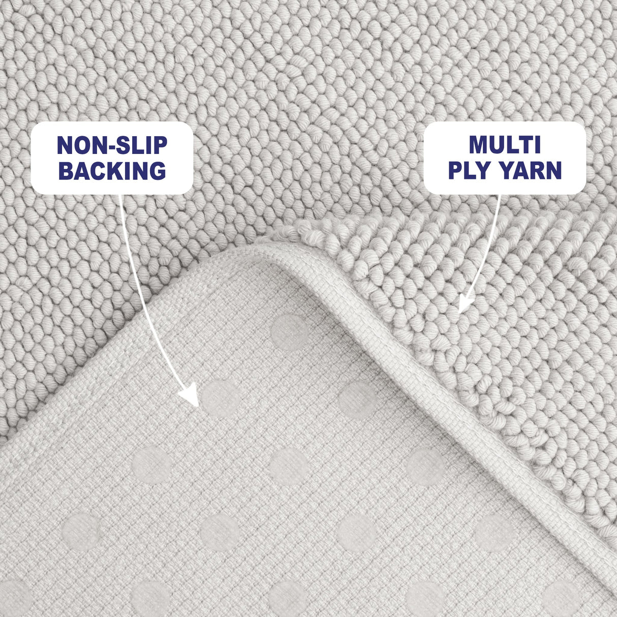 American Soft Linen 100% Cotton Bath Mat Rugs, 20x34 inches with Silicone Backing, Soft Absorbent Grip-Enhanced Bath Mats for Bathroom