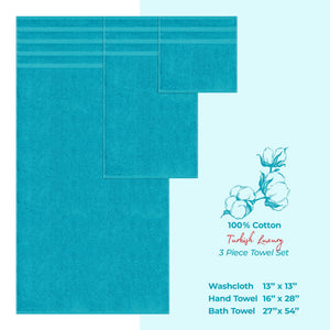 American Soft Linen 3 Piece 100% Cotton Extra Fluffy and Soft, Luxury Turkish Towel Set with 20 Different Colors