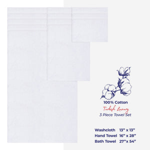 American Soft Linen 3 Piece 100% Cotton Extra Fluffy and Soft, Luxury Turkish Towel Set with 20 Different Colors