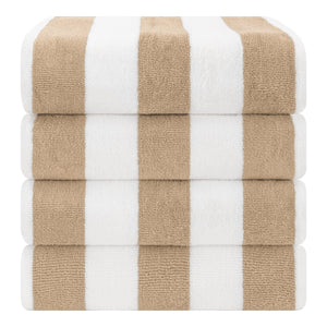 American Soft Linen, Premium Cotton 4 Pack Beach Towels, 30" x 60" Cabana Striped Pool Towels