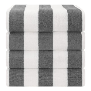 American Soft Linen, Premium Cotton 4 Pack Beach Towels, 30" x 60" Cabana Striped Pool Towels