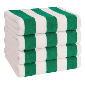 American Soft Linen, Premium Cotton 4 Pack Beach Towels, 30" x 60" Cabana Striped Pool Towels