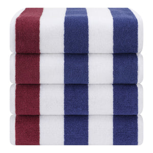 American Soft Linen, Premium Cotton 4 Pack Beach Towels, 30" x 60" Cabana Striped Pool Towels