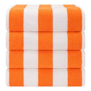 American Soft Linen, Premium Cotton 4 Pack Beach Towels, 30" x 60" Cabana Striped Pool Towels