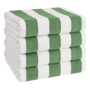 American Soft Linen, Premium Cotton 4 Pack Beach Towels, 30" x 60" Cabana Striped Pool Towels