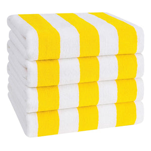 American Soft Linen, Premium Cotton 4 Pack Beach Towels, 30" x 60" Cabana Striped Pool Towels
