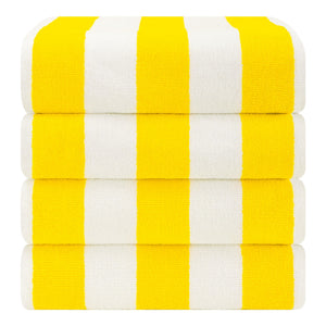 American Soft Linen, Premium Cotton 4 Pack Beach Towels, 30" x 60" Cabana Striped Pool Towels