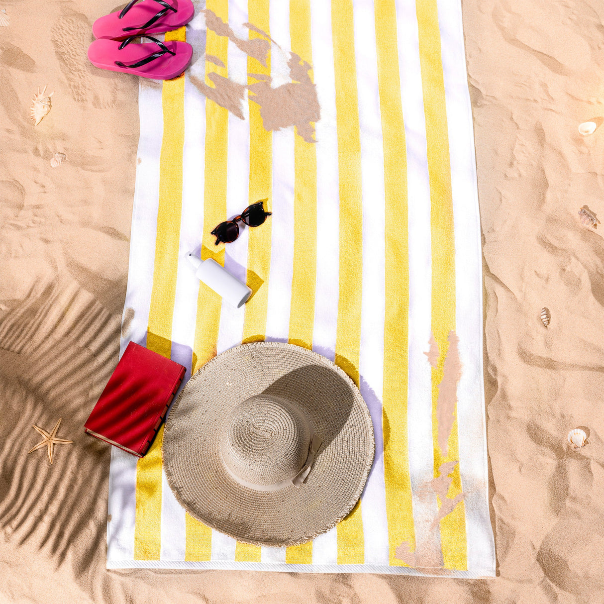 American Soft Linen, Premium Cotton 4 Pack Beach Towels, 30" x 60" Cabana Striped Pool Towels