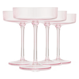 Como Ribbed Champagne Coupe Cocktail Glassware, Set of 4