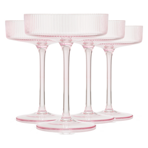 Como Ribbed Champagne Coupe Cocktail Glassware, Set of 4