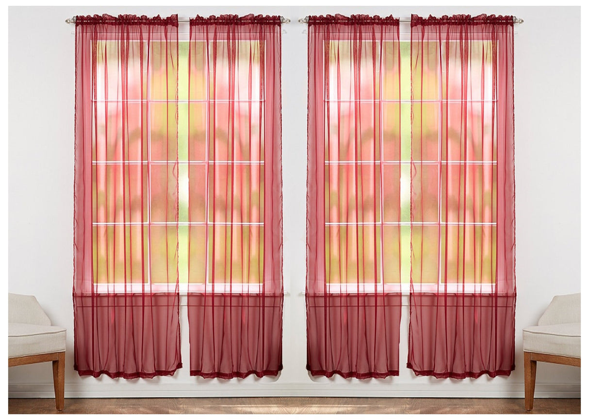J&V TEXTILES 4-Pack Value: Solid Sheer Window Curtain Panels