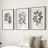 Rustic Botanical Wall Art. Vintage Flowers Prints
