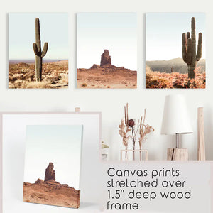 Arizona Desert Wall Art Set. Sedona Red Rocks, Saguaro Cacti