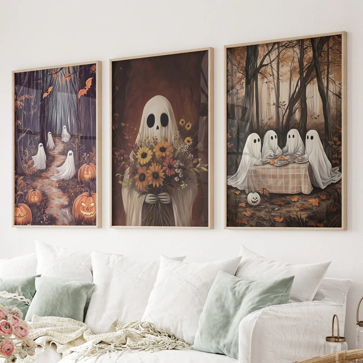 Charming and Spooky Art for Fall Season Poster