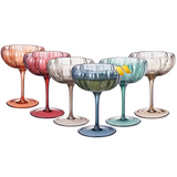 Flower Coupe Cocktail Colored Glasses | Set of 6 | Muted