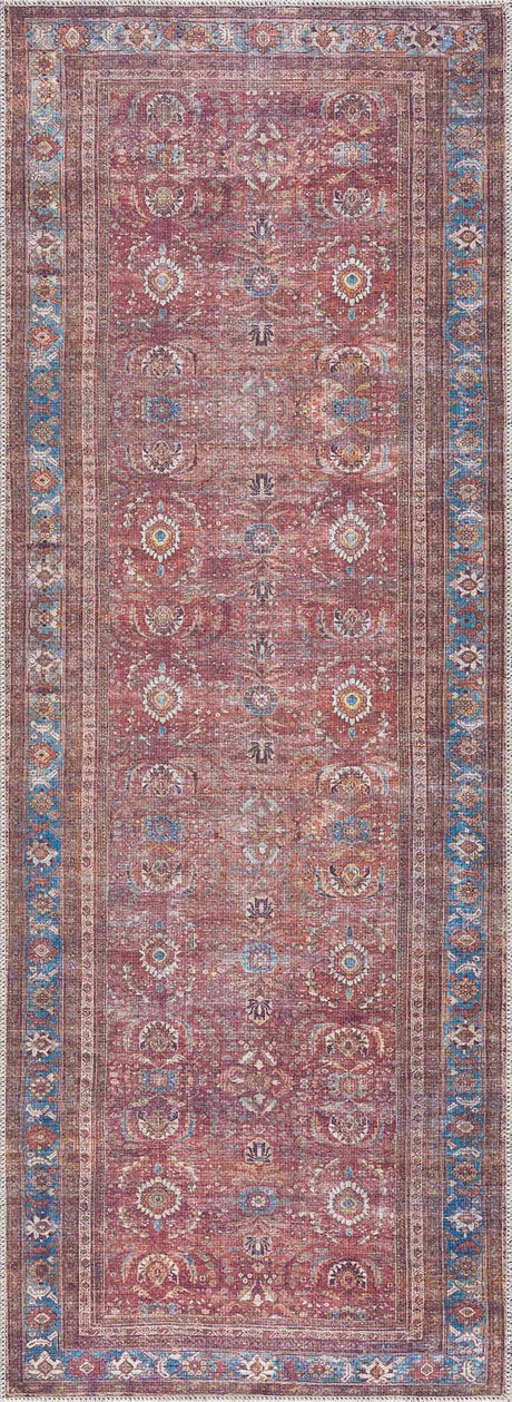 Rust Baki Traditional Washable Area Rug - Clearance